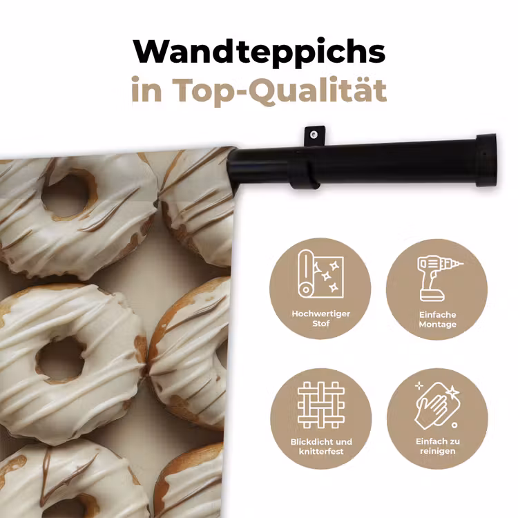 Donuts - Chocolade - Wit - Beige Wandkleed katoen klein -tsfeer2_DE