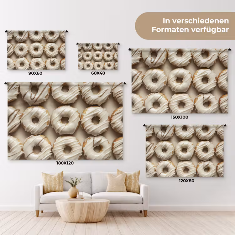 Donuts - Chocolade - Wit - Beige Wandkleed katoen klein -tsfeer8_DE
