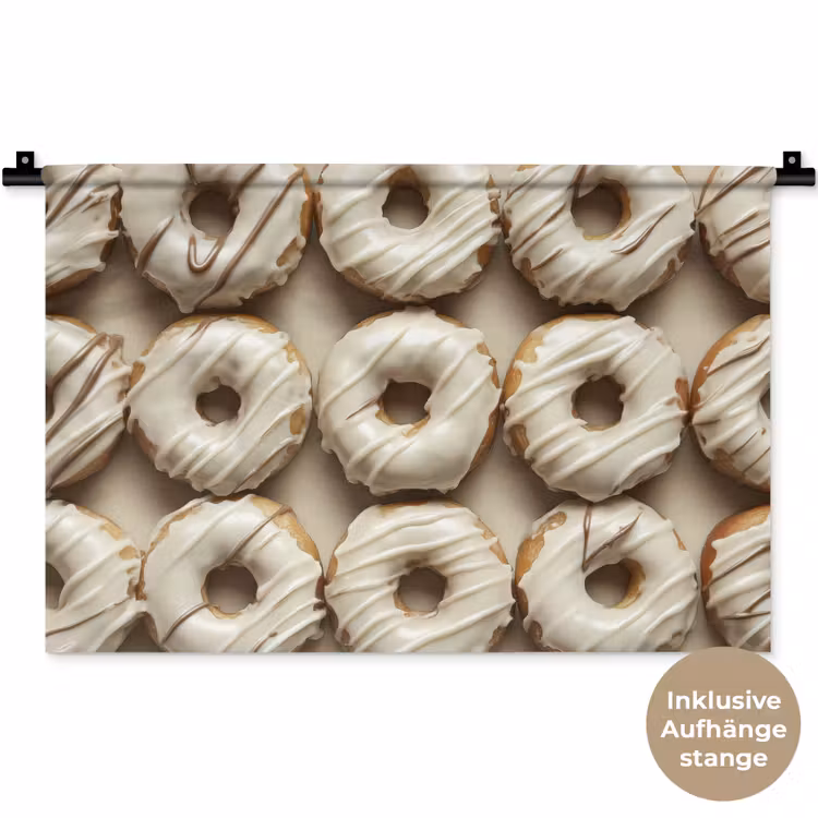 Donuts - Chocolade - Wit - Beige Wandkleed katoen klein -t3d_DE