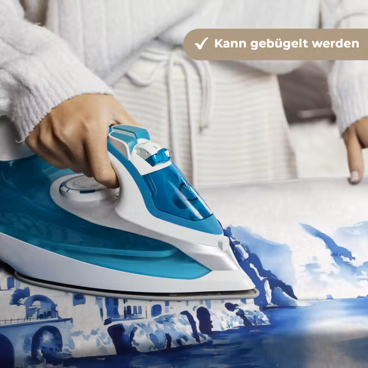 Dorp - Rotswand - Roeiboot - Water Wandkleed katoen klein -tsfeer9_DE