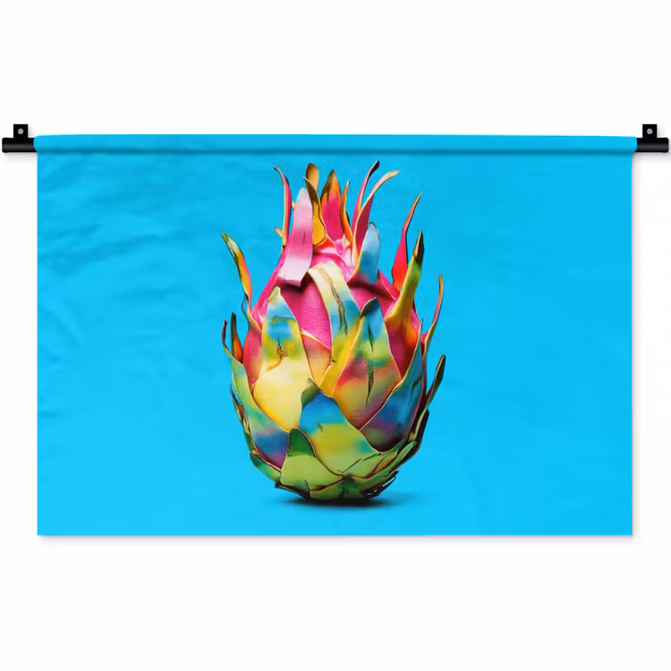 Drakenfruit - Blauw - Levendig Wandkleed katoen klein -zz3d