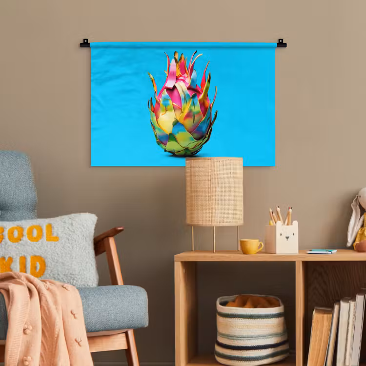 Drakenfruit - Blauw - Levendig Wandkleed katoen klein -wsfeer4_kind