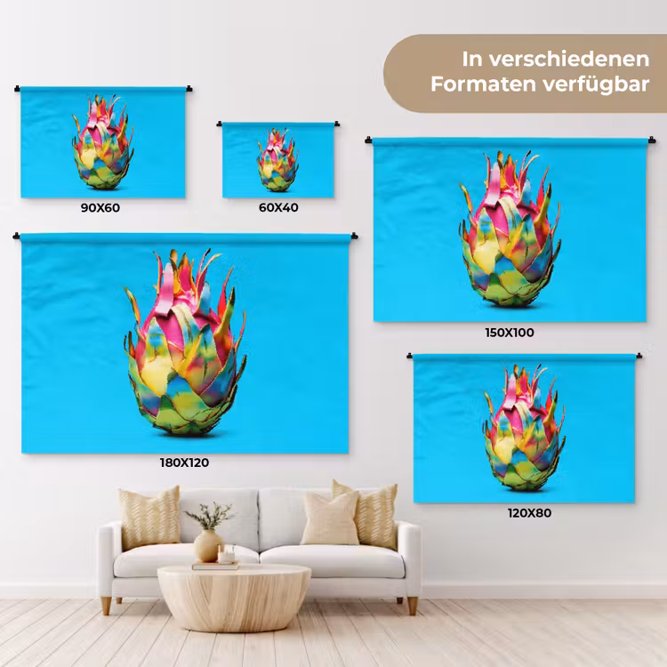 Drakenfruit - Blauw - Levendig Wandkleed katoen klein -tsfeer8_DE