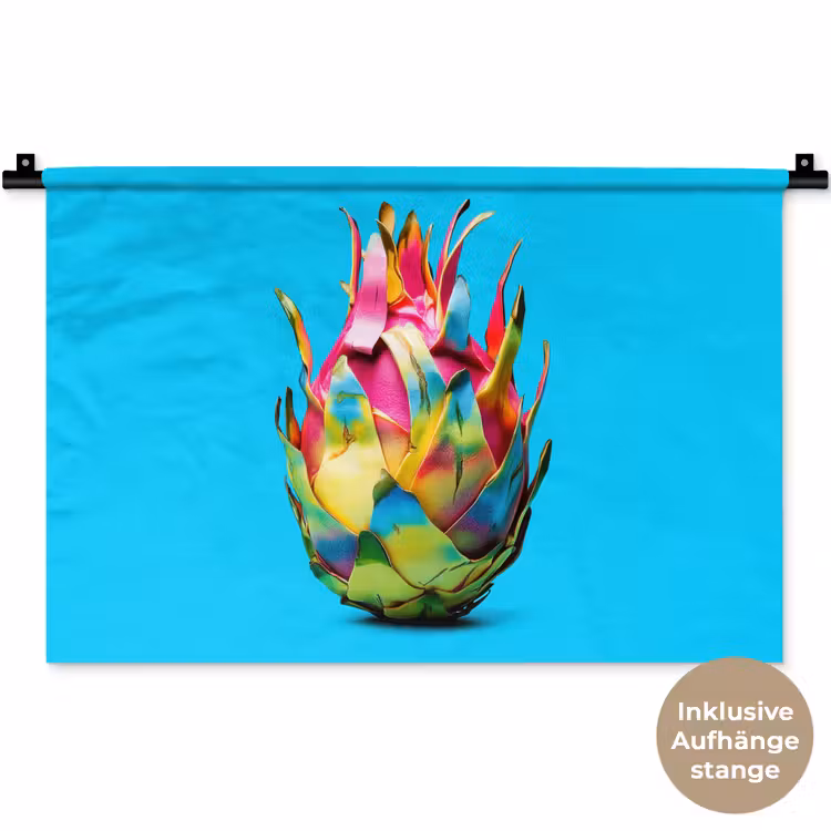 Drakenfruit - Blauw - Levendig Wandkleed katoen klein -t3d_DE