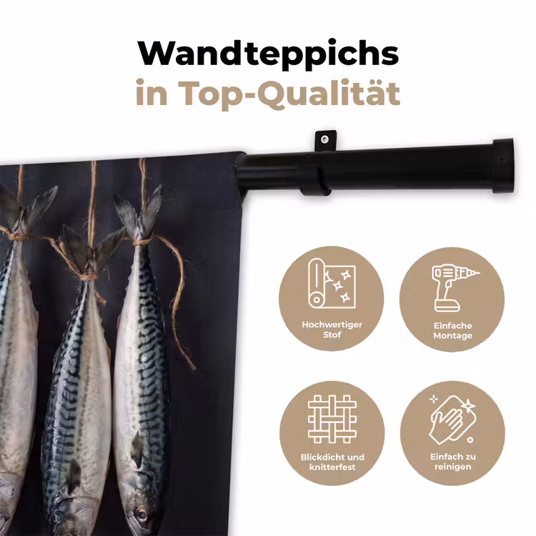 Wandteppich - Drei Fische – Seil - Drie vissen - Touw Wandkleed katoen klein