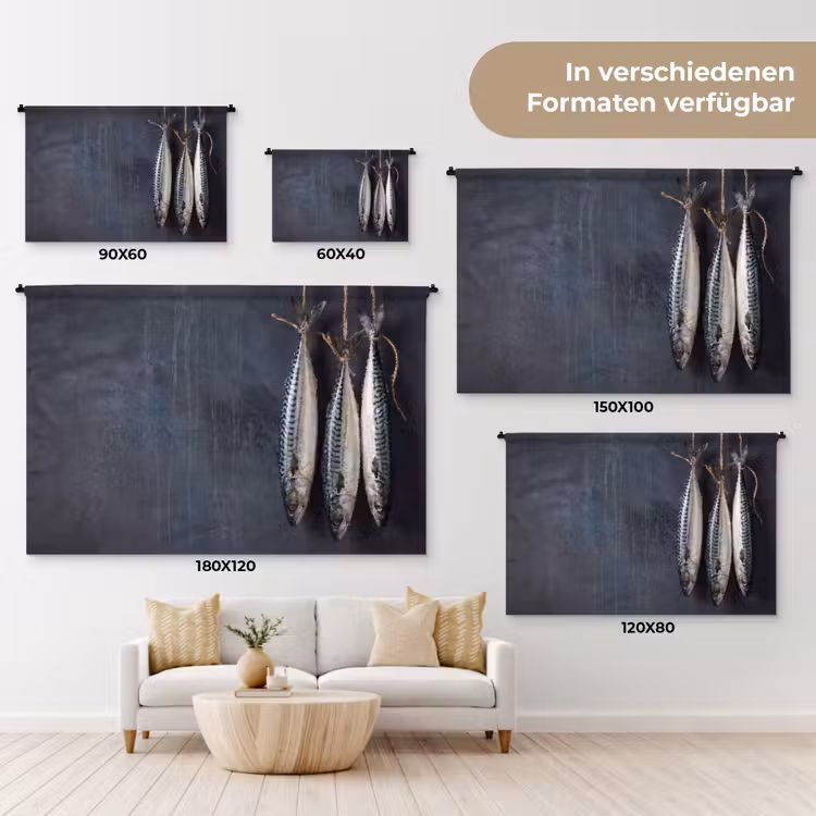 Wandteppich - Drei Fische – Seil - Drie vissen - Touw Wandkleed katoen klein