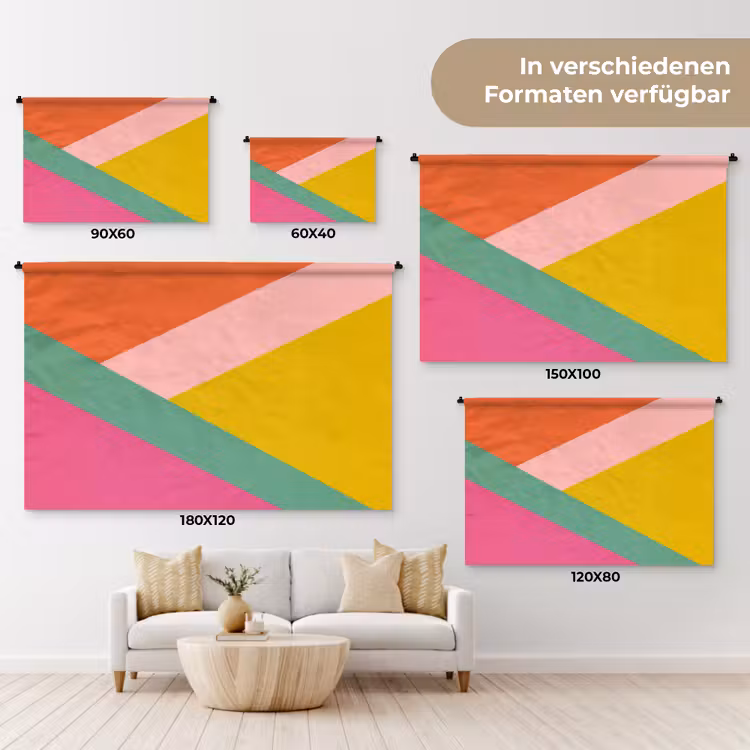 Driehoeken - Kleurrijk - Abstract Wandkleed katoen klein -tsfeer8_DE