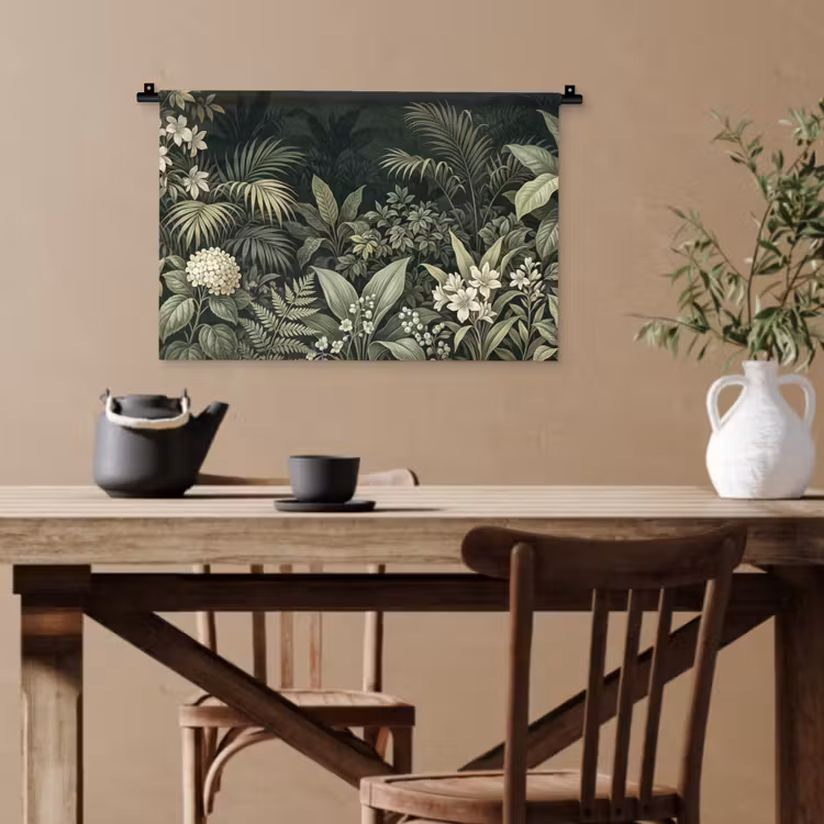 Jungle - Bladeren - Botanisch - Groen Wandkleed katoen klein -sfeer6