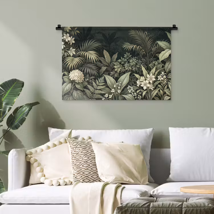 Jungle - Bladeren - Botanisch - Groen Wandkleed katoen klein -sfeer7