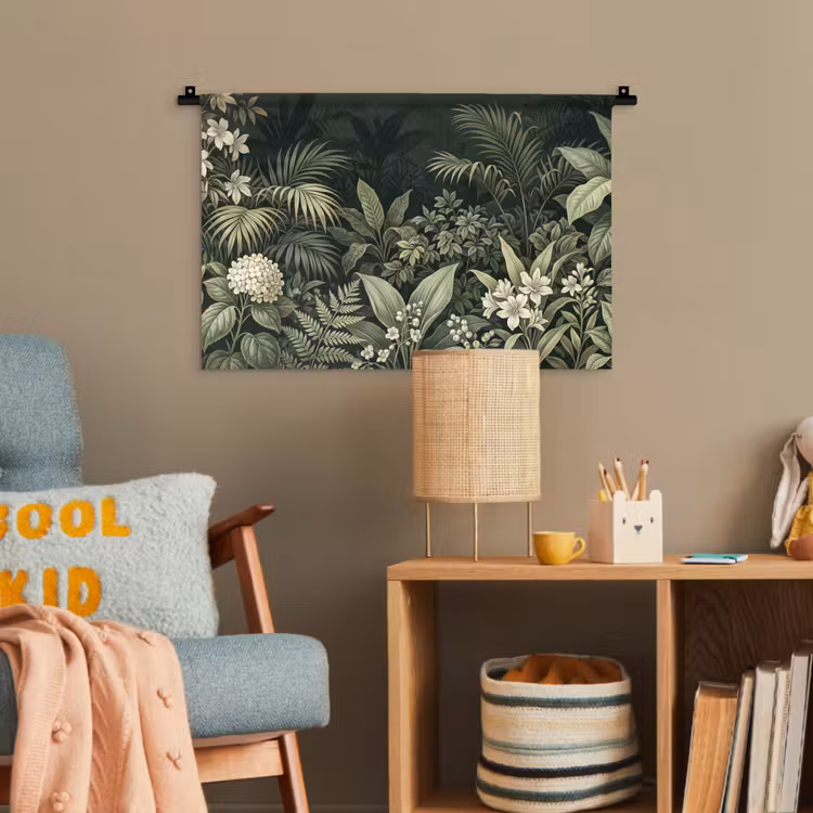 Jungle - Bladeren - Botanisch - Groen Wandkleed katoen klein -wsfeer4_kind