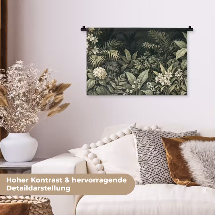 Jungle - Bladeren - Botanisch - Groen Wandkleed katoen klein -tsfeer1_DE