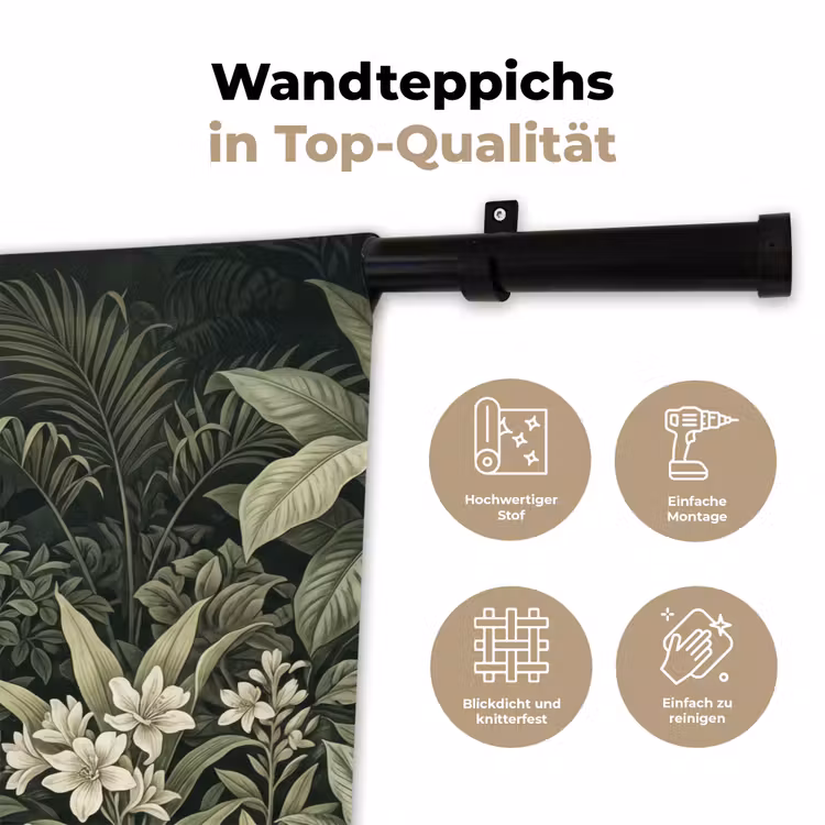 Jungle - Bladeren - Botanisch - Groen Wandkleed katoen klein -tsfeer2_DE