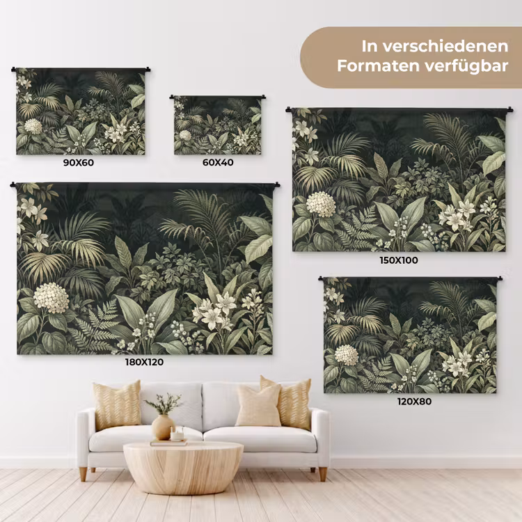 Jungle - Bladeren - Botanisch - Groen Wandkleed katoen klein -tsfeer8_DE