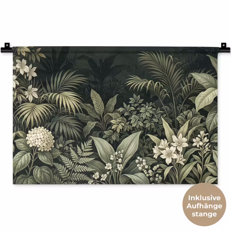 Jungle - Bladeren - Botanisch - Groen Wandkleed katoen klein -t3d_DE