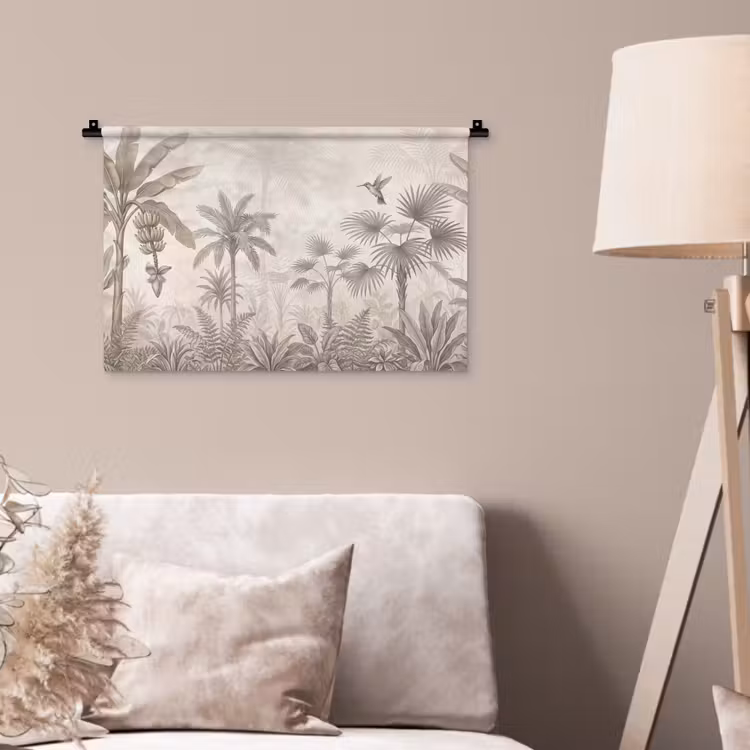 Jungle - Banenboom - Kolibrie - Beige Wandkleed katoen klein -sfeer4