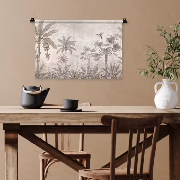 Jungle - Banenboom - Kolibrie - Beige Wandkleed katoen klein -sfeer6