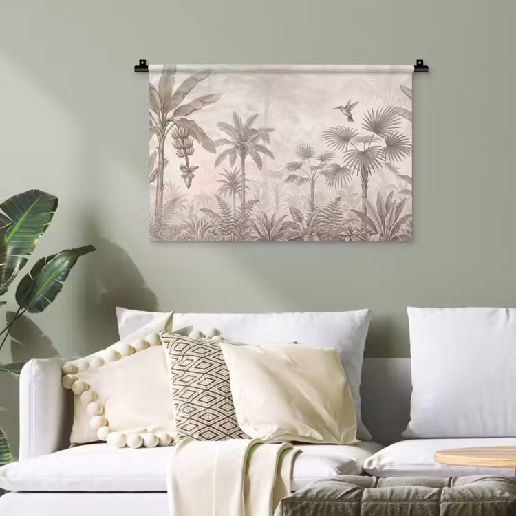 Jungle - Banenboom - Kolibrie - Beige Wandkleed katoen klein -sfeer7