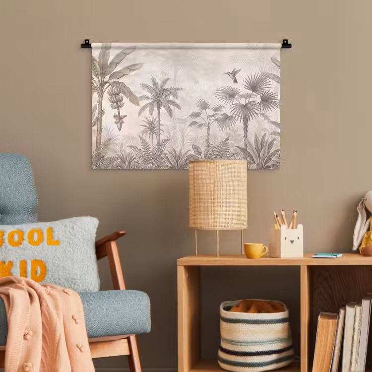 Jungle - Banenboom - Kolibrie - Beige Wandkleed katoen klein -wsfeer4_kind