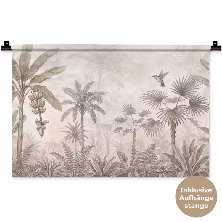 Jungle - Banenboom - Kolibrie - Beige Wandkleed katoen klein -t3d_DE