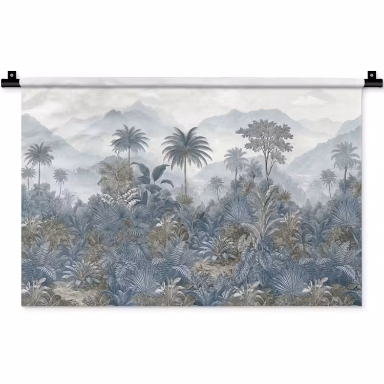 Jungle - Landschap - Blauw Wandkleed katoen klein -zz3d