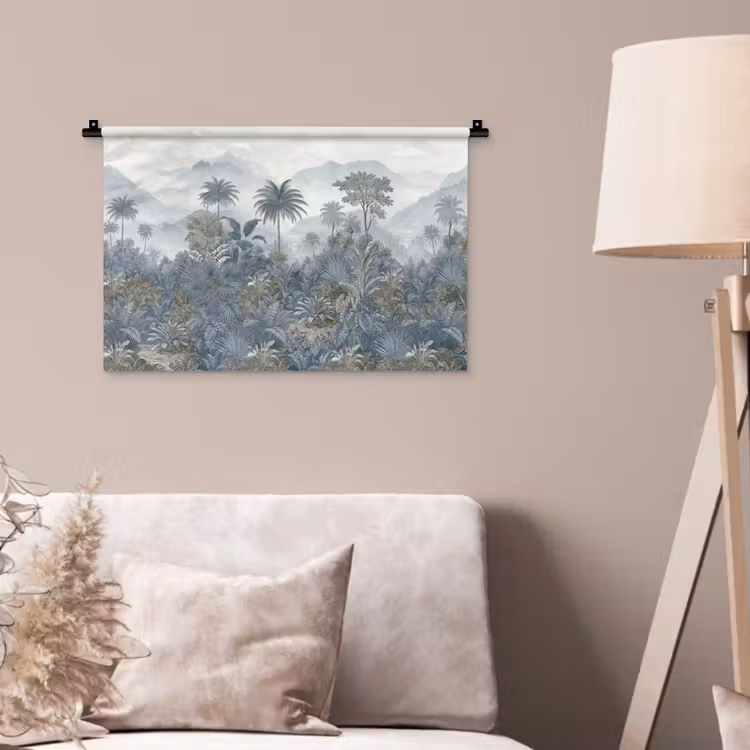 Jungle - Landschap - Blauw Wandkleed katoen klein -sfeer4