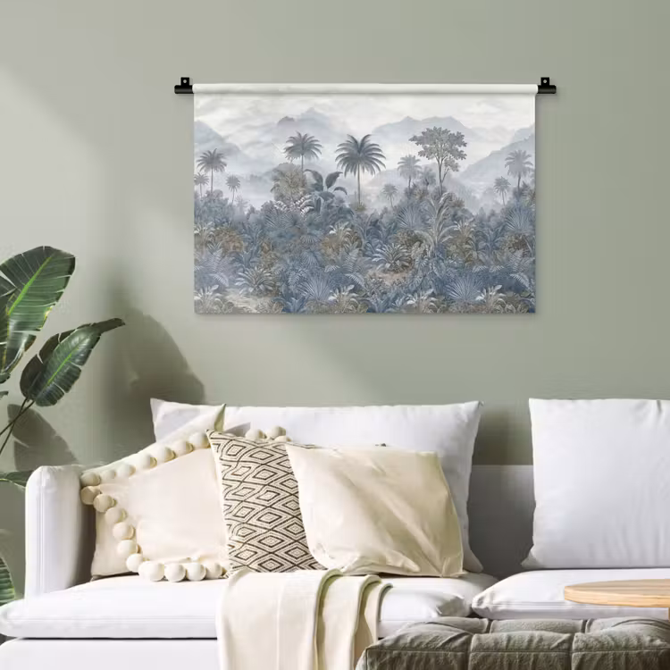 Jungle - Landschap - Blauw Wandkleed katoen klein -sfeer7