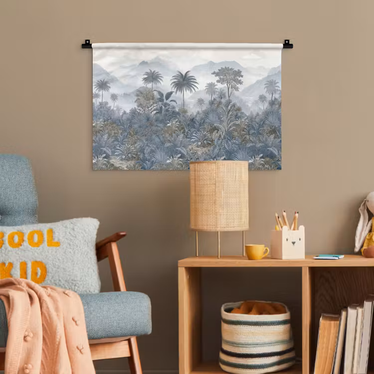 Jungle - Landschap - Blauw Wandkleed katoen klein -wsfeer4_kind