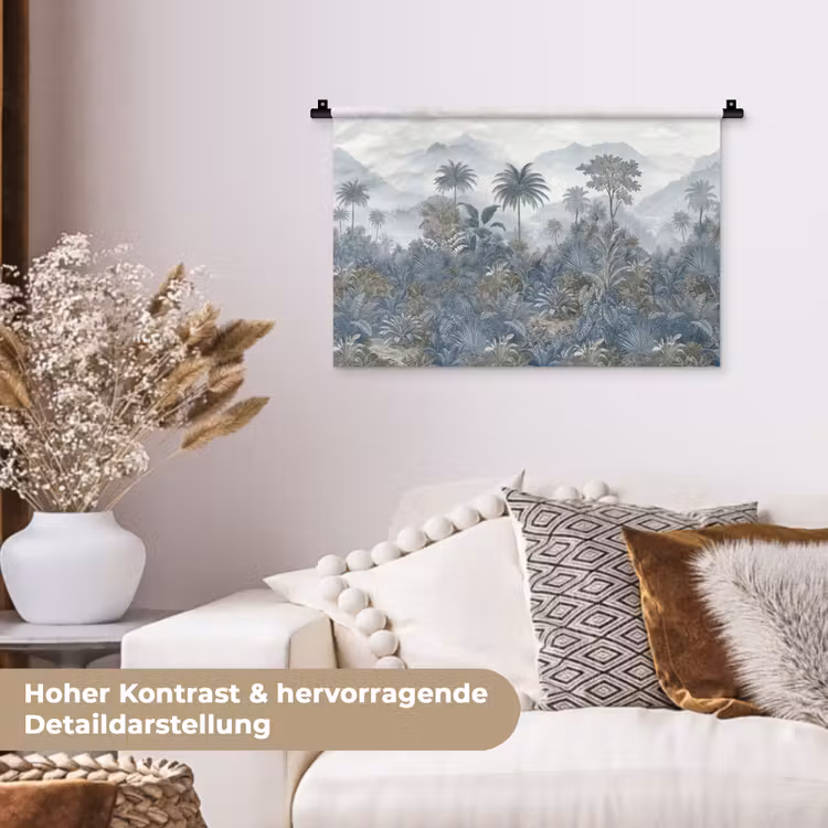 Jungle - Landschap - Blauw Wandkleed katoen klein -tsfeer1_DE