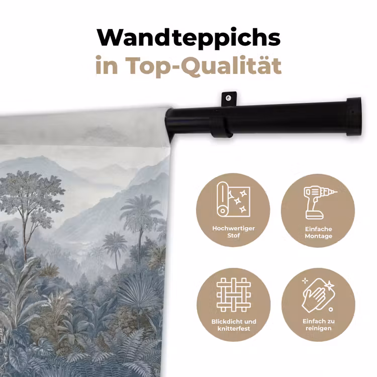 Jungle - Landschap - Blauw Wandkleed katoen klein -tsfeer2_DE