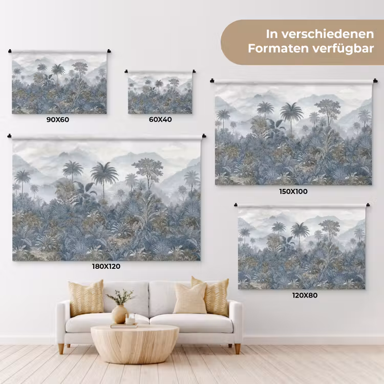 Jungle - Landschap - Blauw Wandkleed katoen klein -tsfeer8_DE