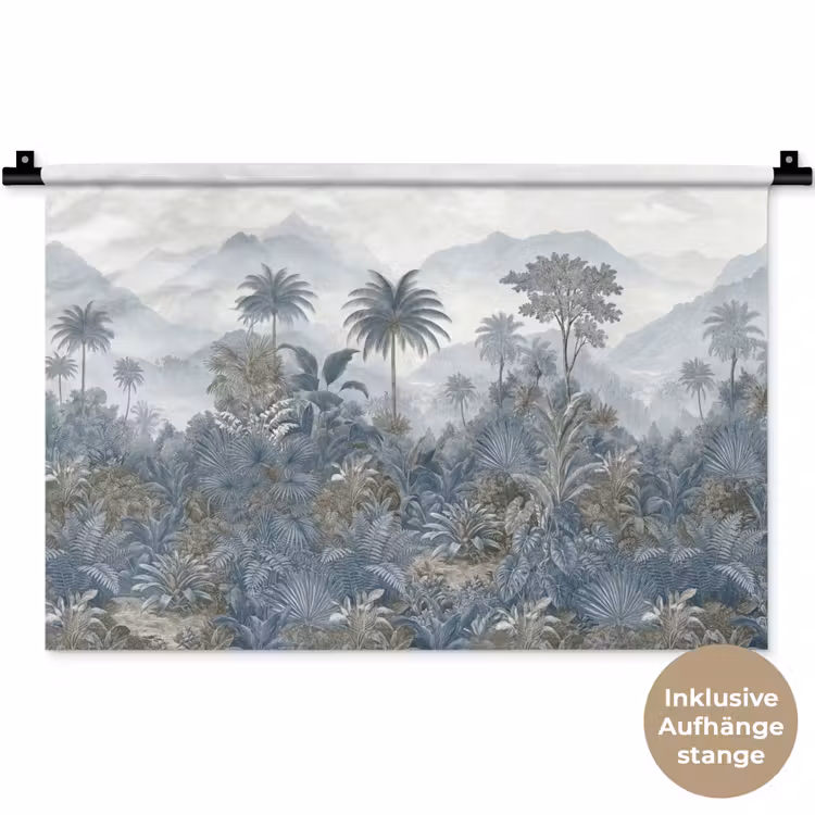 Jungle - Landschap - Blauw Wandkleed katoen klein -t3d_DE