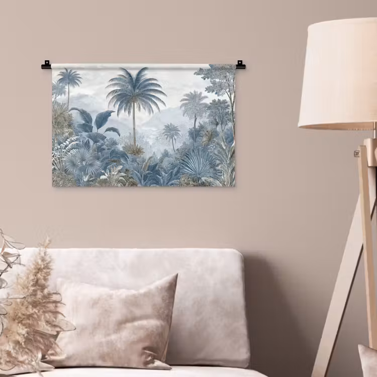 Jungle - Modern - Blauw - Groen Wandkleed katoen klein -sfeer4