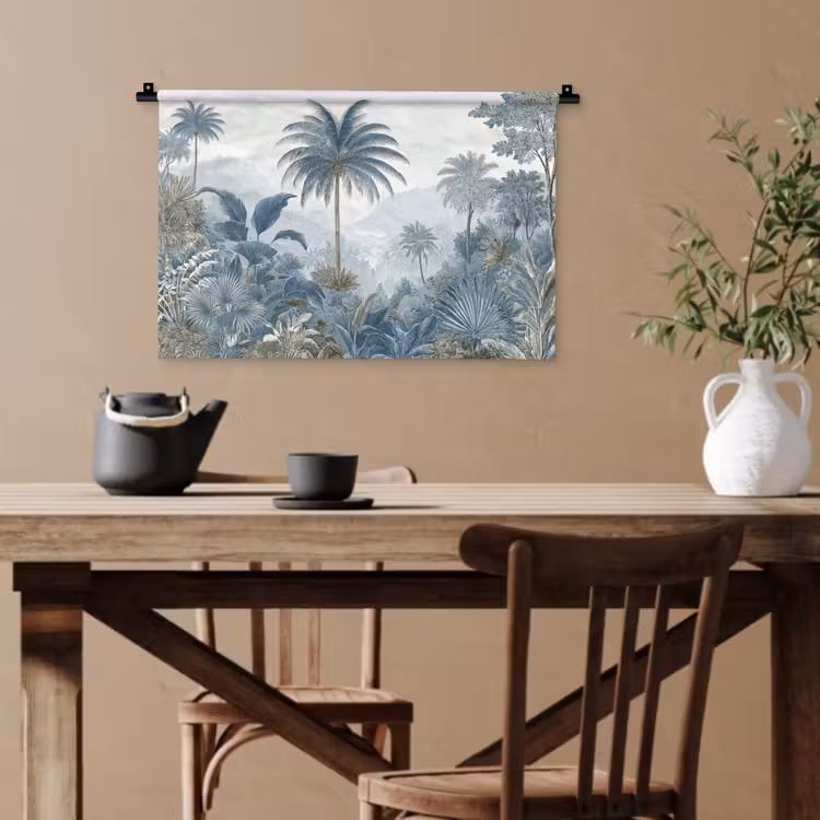 Jungle - Modern - Blauw - Groen Wandkleed katoen klein -sfeer6