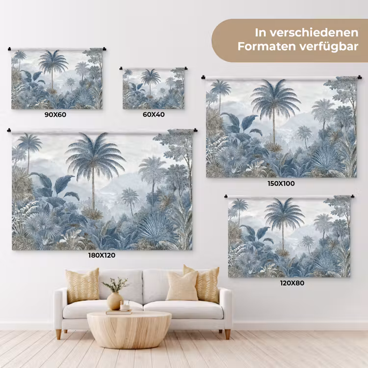 Jungle - Modern - Blauw - Groen Wandkleed katoen klein -tsfeer8_DE