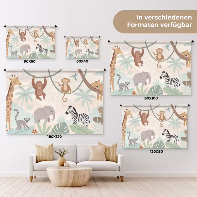Jungle - Dieren - Groen Wandkleed katoen klein -tsfeer8_DE