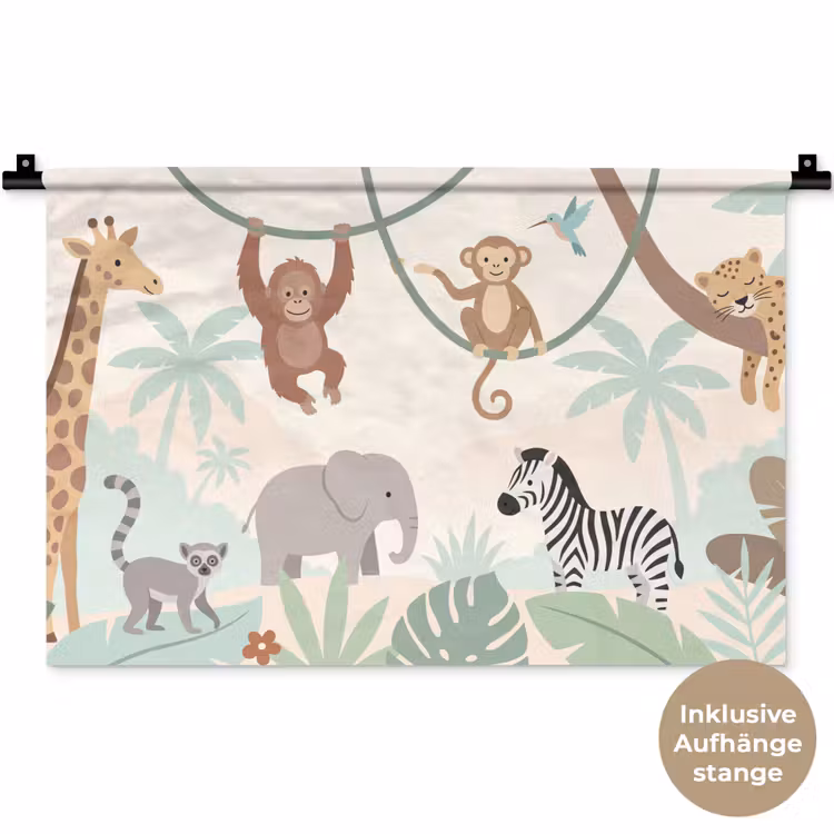 Jungle - Dieren - Groen Wandkleed katoen klein -t3d_DE
