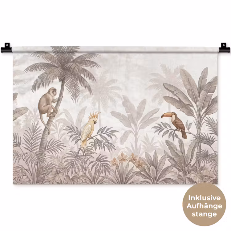 Jungle - Dieren - Palmbomen Wandkleed katoen klein -t3d_DE