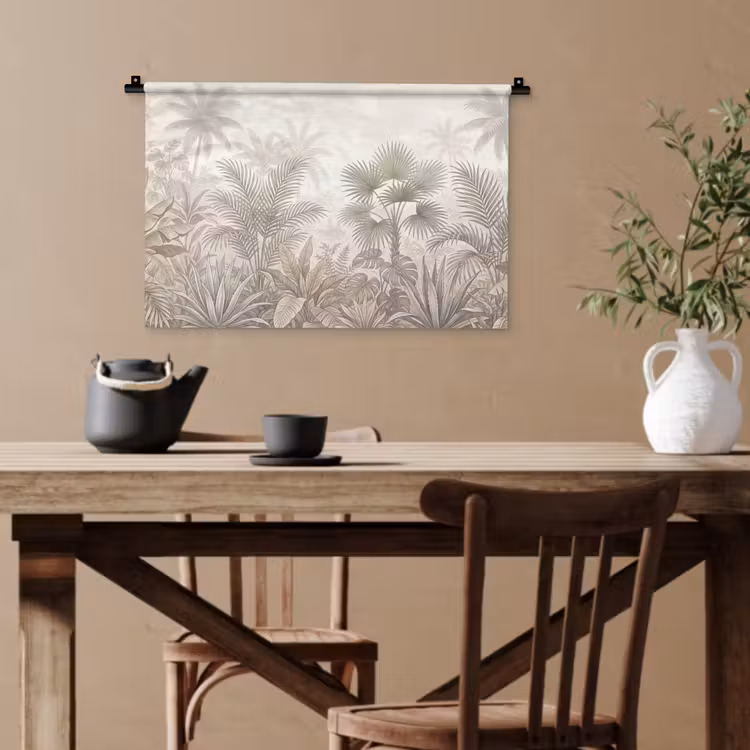 Jungle - Tropisch - Natuur -Vintage - Beige Wandkleed katoen klein -sfeer6