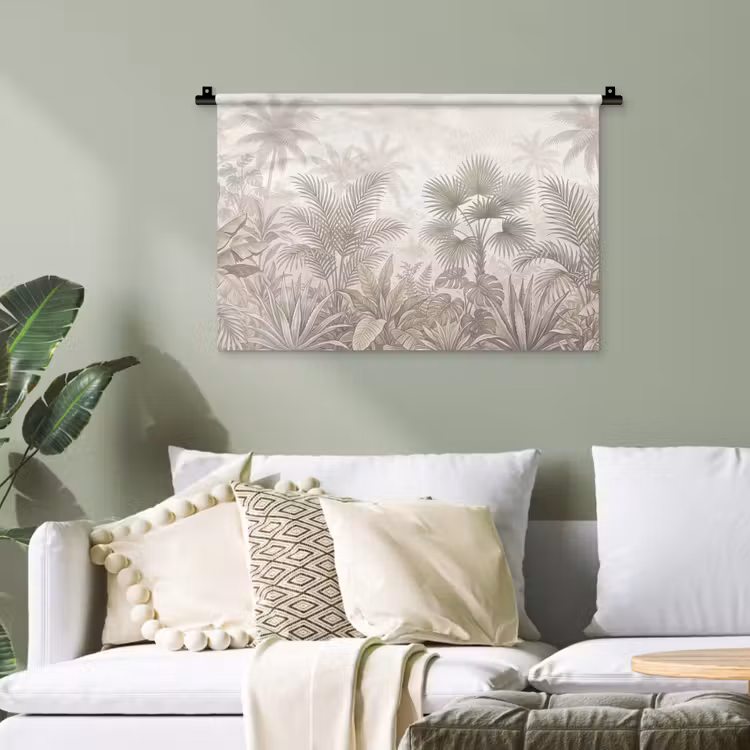 Jungle - Tropisch - Natuur -Vintage - Beige Wandkleed katoen klein -sfeer7