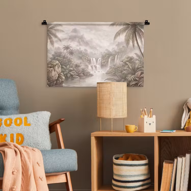 Jungle - Watervallen - Tropisch - Illustratie Wandkleed katoen klein -wsfeer4_kind
