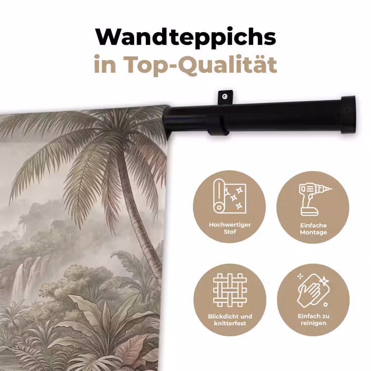 Jungle - Watervallen - Tropisch - Illustratie Wandkleed katoen klein -tsfeer2_DE