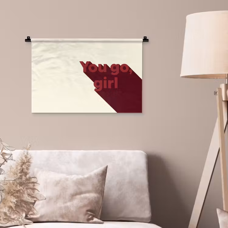 you go girl - 3D - Rood Wandkleed katoen klein -sfeer4