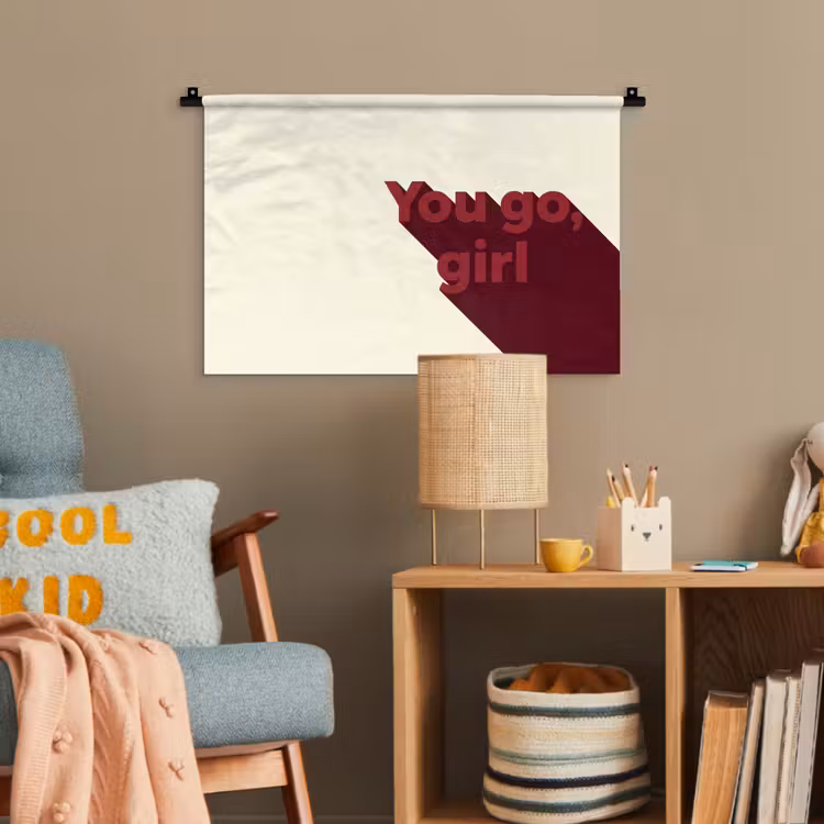 you go girl - 3D - Rood Wandkleed katoen klein -wsfeer4_kind