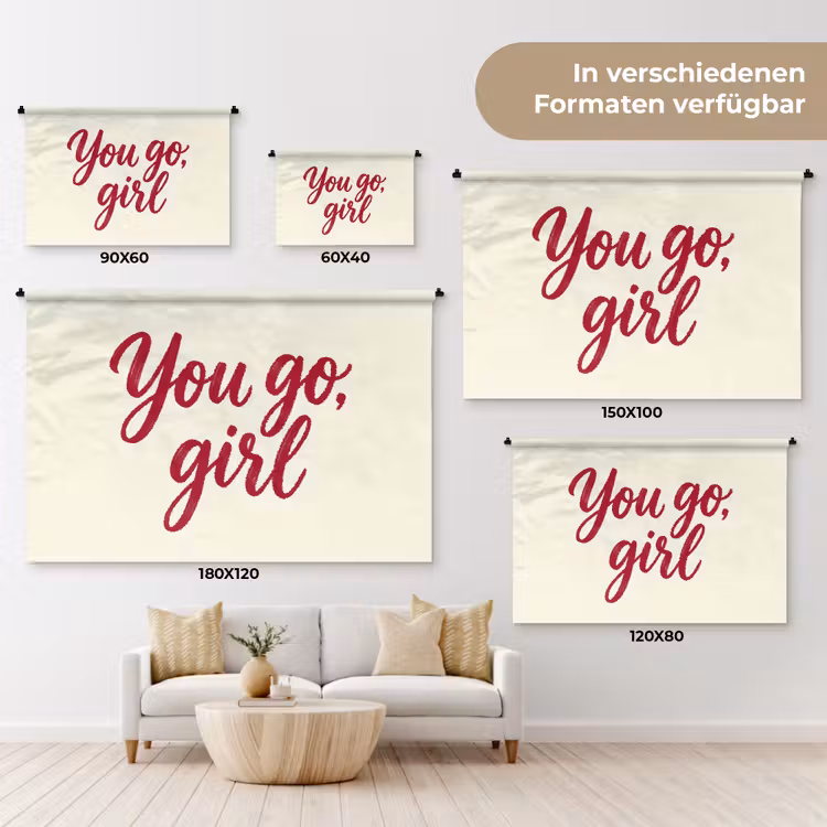 you go girl - Rood - Wit Wandkleed katoen klein -tsfeer8_DE