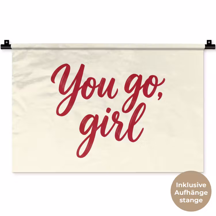 you go girl - Rood - Wit Wandkleed katoen klein -t3d_DE