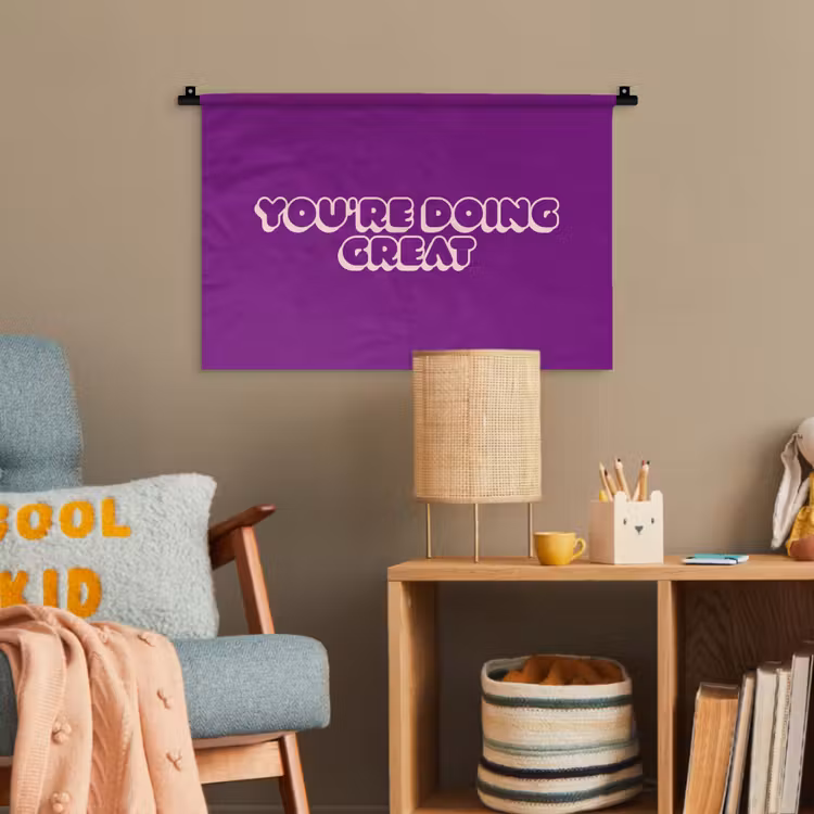 You're doing great - Paars - Bubble letters Wandkleed katoen klein -wsfeer4_kind
