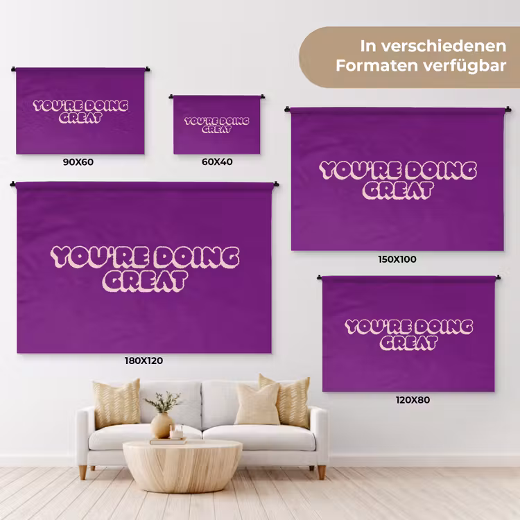 You're doing great - Paars - Bubble letters Wandkleed katoen klein -tsfeer8_DE