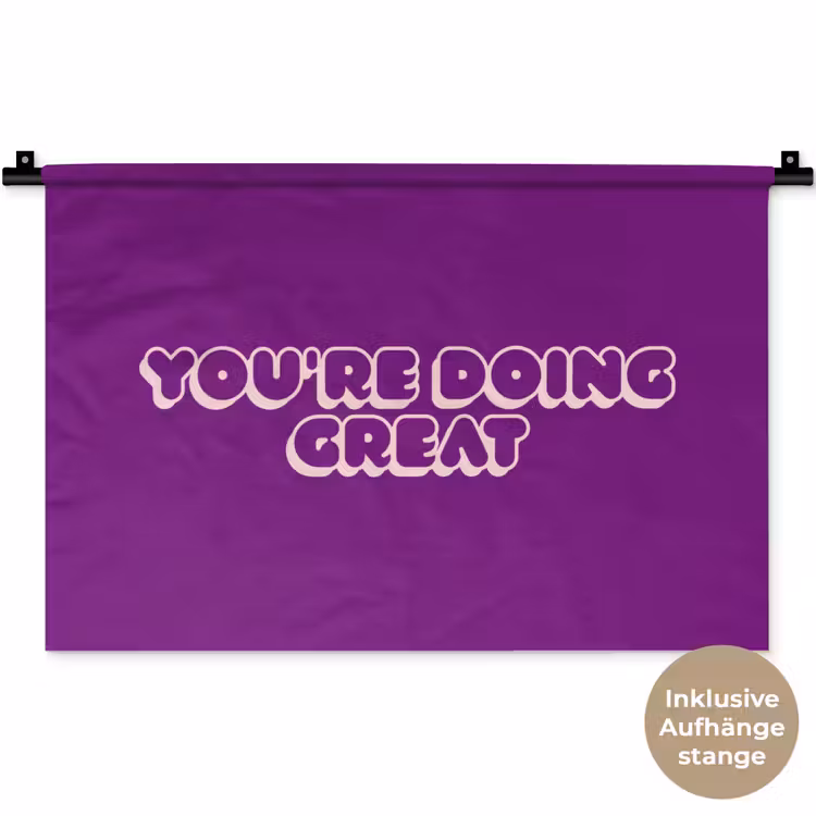 You're doing great - Paars - Bubble letters Wandkleed katoen klein -t3d_DE