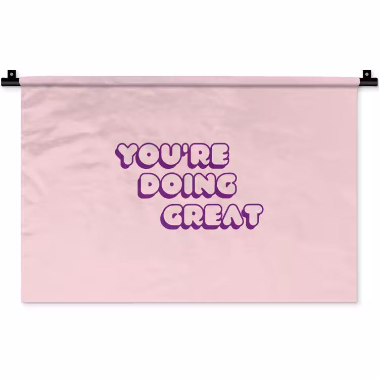 You're doing great - Roze - Bubble letters Wandkleed katoen klein -zz3d