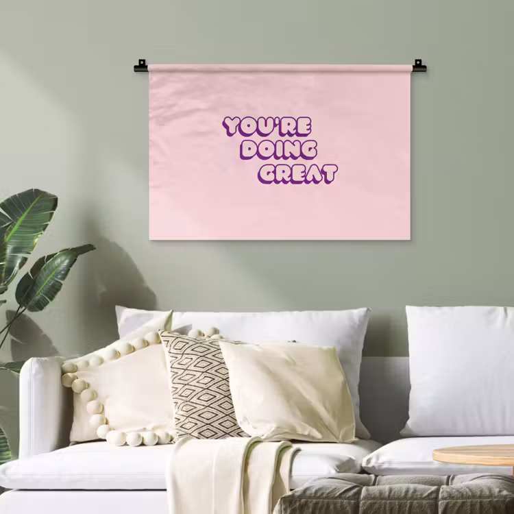 You're doing great - Roze - Bubble letters Wandkleed katoen klein -sfeer7